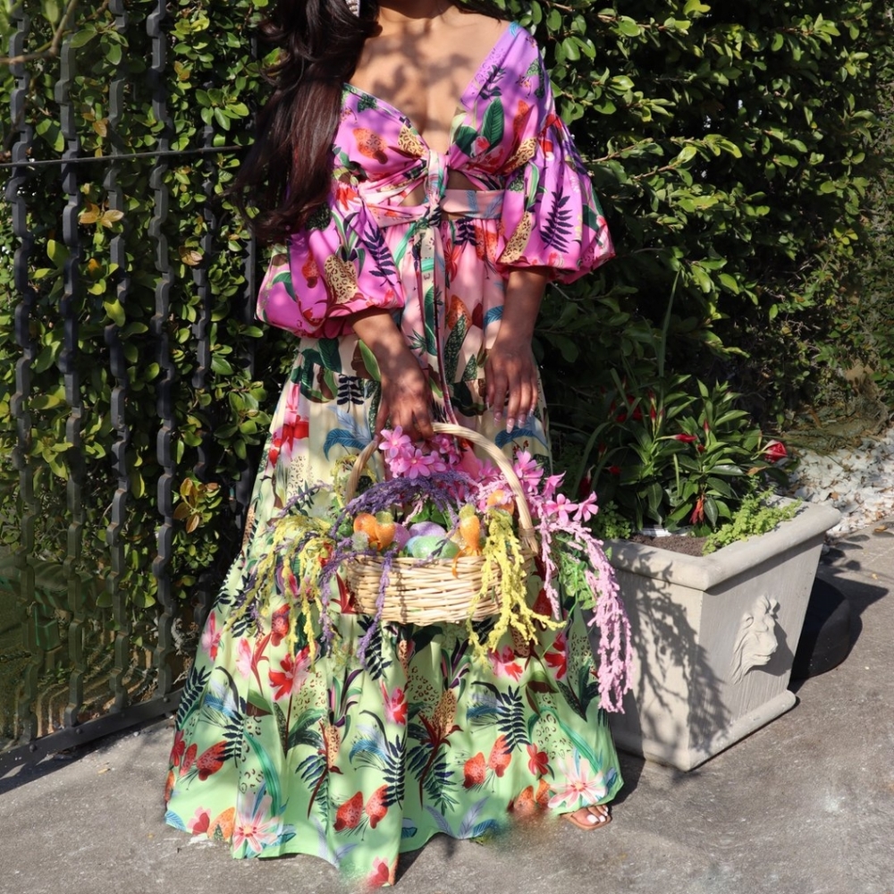 Floral Ombre Maxi Dress 1X